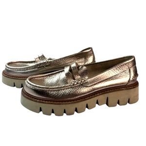 Pedro Garcia Sebas Metallic Chunky Penny Loafers Size 38/ US 8